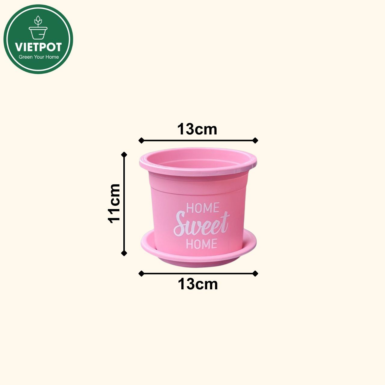  Chậu nhựa trồng cây VIETPOT, size nhỏ 13x11cm, Sweet Home, trồng hoa kiểng, để sân vườn, bàn. 