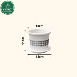  Chậu nhựa trồng cây VIETPOT, size nhỏ 13x11cm, hoa văn Tim, trồng hoa kiểng, để bàn, sân vườn 