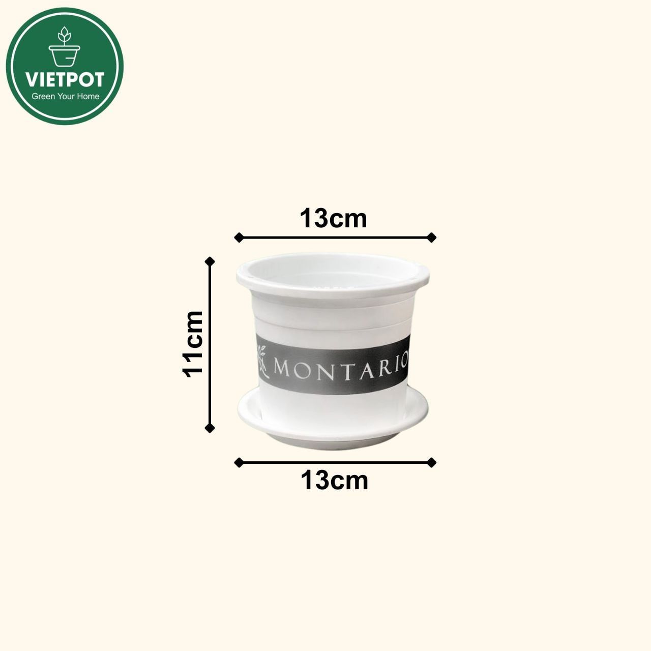  Chậu nhựa trồng cây VIETPOT, size nhỏ 13x11cm, MONTARIO, trồng kiểng lá hoa, để bàn, sân vườn 