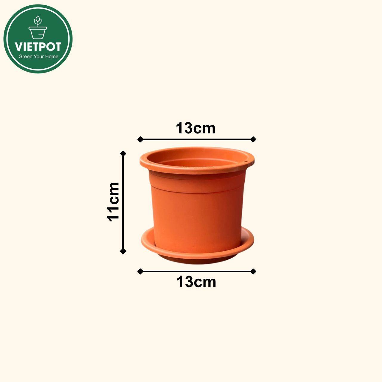  Chậu nhựa trồng cây VIETPOT, size 13x11, trơn, chính hãng, kiếng lá hoa, sen đá, bàn làm việc 