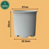  Chậu nhựa trồng cây VIETPOT, màu xám trơn, trồng hoa kiểng, trang trí ban công, sân vườn, sân thượng 