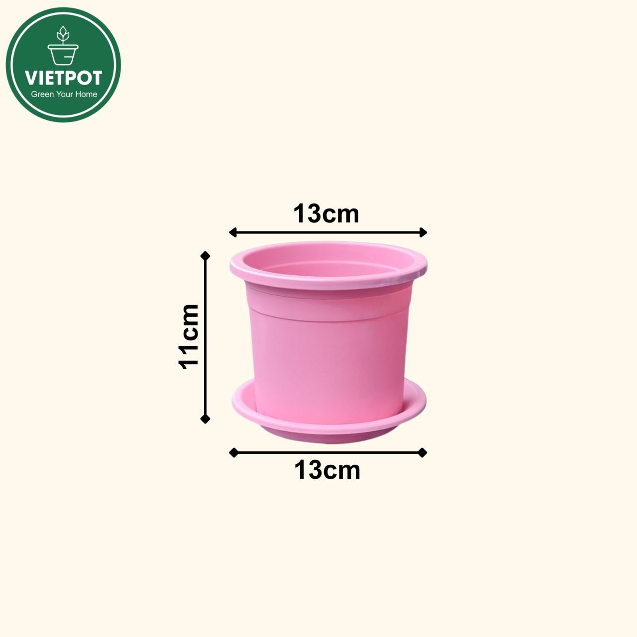  Chậu nhựa trồng cây VIETPOT, size 13x11, trơn, chính hãng, kiếng lá hoa, sen đá, bàn làm việc 