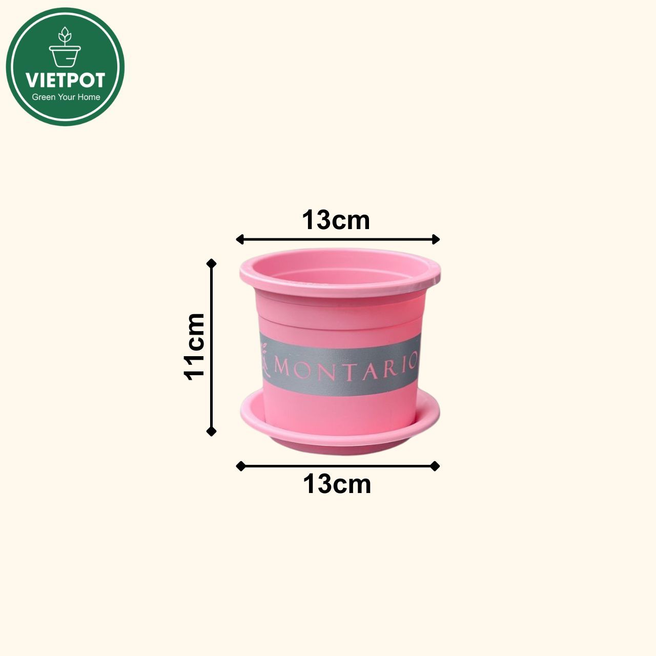  Chậu nhựa trồng cây VIETPOT, size nhỏ 13x11cm, MONTARIO, trồng kiểng lá hoa, để bàn, sân vườn 