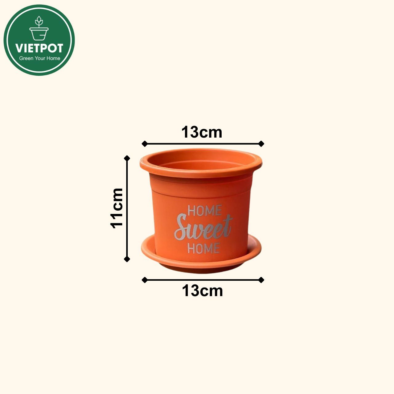  Chậu nhựa trồng cây VIETPOT, size nhỏ 13x11cm, Sweet Home, trồng hoa kiểng, để sân vườn, bàn. 