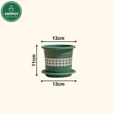  Chậu nhựa trồng cây VIETPOT, size nhỏ 13x11cm, hoa văn Tim, trồng hoa kiểng, để bàn, sân vườn 