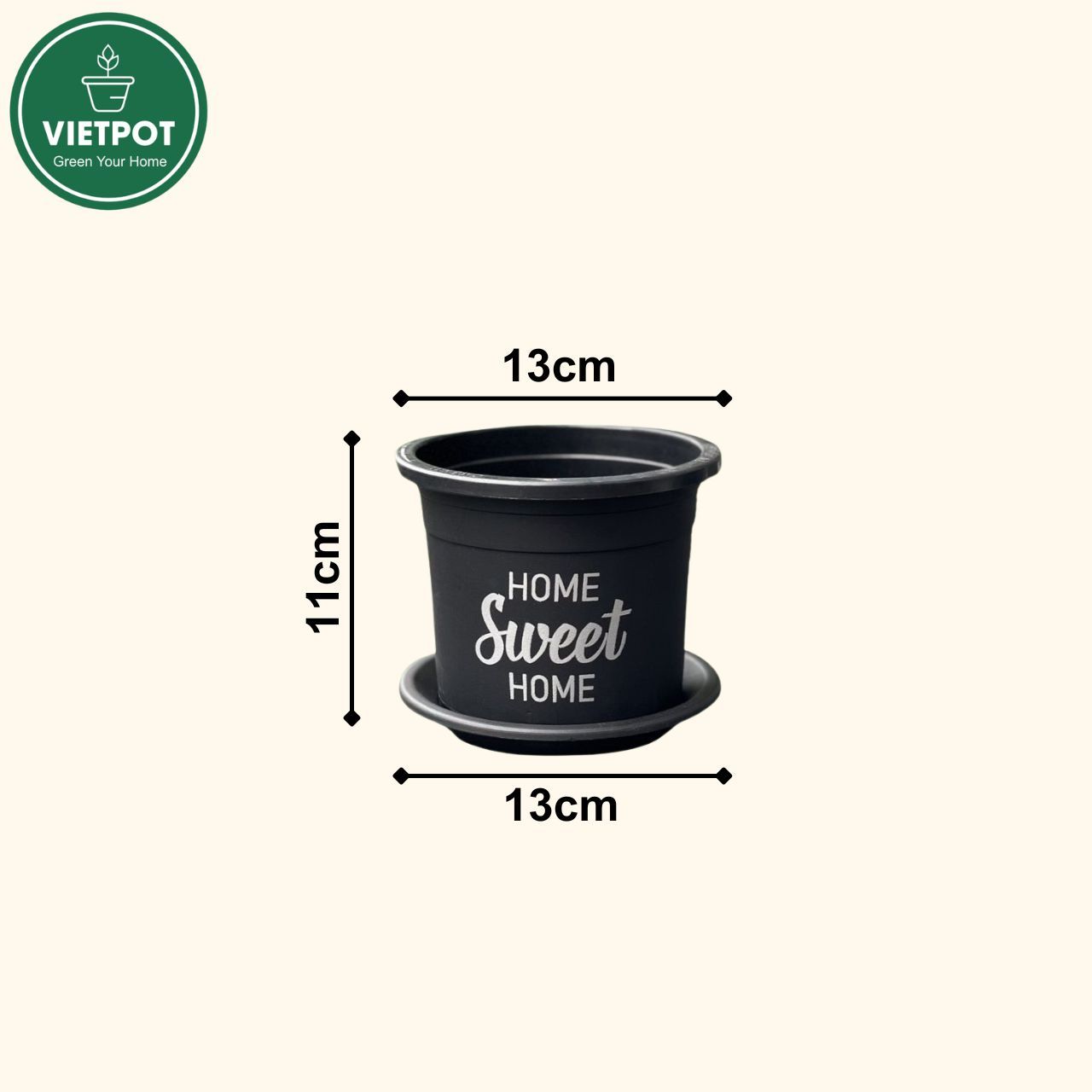  Chậu nhựa trồng cây VIETPOT, size nhỏ 13x11cm, Sweet Home, trồng hoa kiểng, để sân vườn, bàn. 
