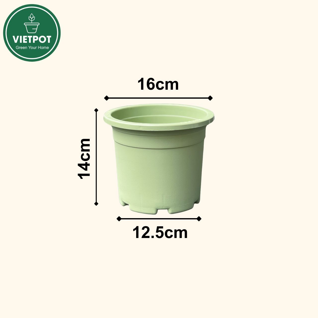  Chậu nhựa trồng cây VIETPOT, size 16x14, Trơn, kiểng lá, hoa hồng, để bàn, trang trí sân vườn. 