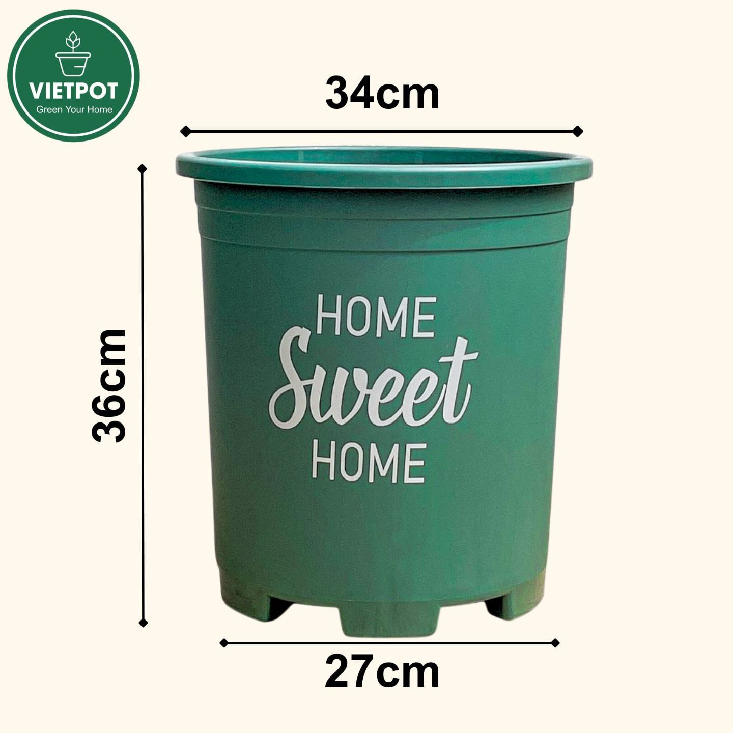  Chậu nhựa trồng cây VIETPOT, size lớn 34x36cm, 6.6gal, Sweet home, trồng hoa kiểng để sân vườn nhà. 