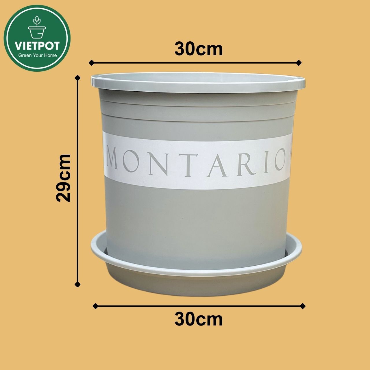  Chậu nhựa trồng cây VIETPOT, màu xám Montario, trồng hoa kiểng, trang trí ban công, sân vườn. 