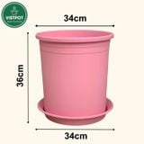  Chậu Nhựa Trồng Cây VIETPOT, size lớn 34x36cm, 6,6gallon, trơn, trang trí bàn, sân vườn, ban công. 