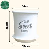  Chậu nhựa trồng cây VIETPOT, size lớn 34x36cm, 6.6gal, Sweet home, trồng hoa kiểng để sân vườn nhà. 