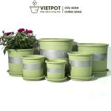  Chậu Nhựa Trồng Cây VIETPOT, xanh Mint MONTARIO, kiểng lá, hoa hồng, để bàn,ban công,sân vườn 
