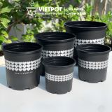  Chậu nhựa trồng cây VIETPOT, màu Đen Tim, trồng hoa kiểng, trang trí ban công, sân vườn, sân thượng 