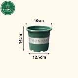  Chậu Nhựa Trồng Cây VIETPOT, size 16x14 Montario, trồng kiểng lá hoa hồng, trang trí sân vườn. 