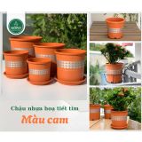  Chậu nhựa trồng cây VIETPOT, màu Cam Tim, trồng hoa kiểng, hoa hồng, để bàn, ban công, sân vườn. 