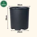  Chậu nhựa trồng cây VIETPOT, màu đen trơn, trồng hoa kiểng, trang trí ban công, sân vườn, sân thượng 