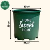  Chậu nhựa trồng cây VIETPOT, màu xanh, hoa văn Sweet Home, trồng hoa kiểng lá, để nhà, sân vườn. 