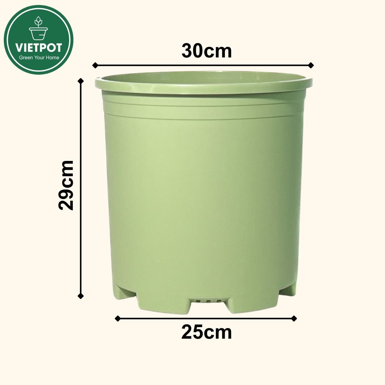  Chậu nhựa trồng cây VIETPOT, xanh Mint Trơn, trồng kiểng lá hoa hồng, để bàn, ban công sân vườn. 