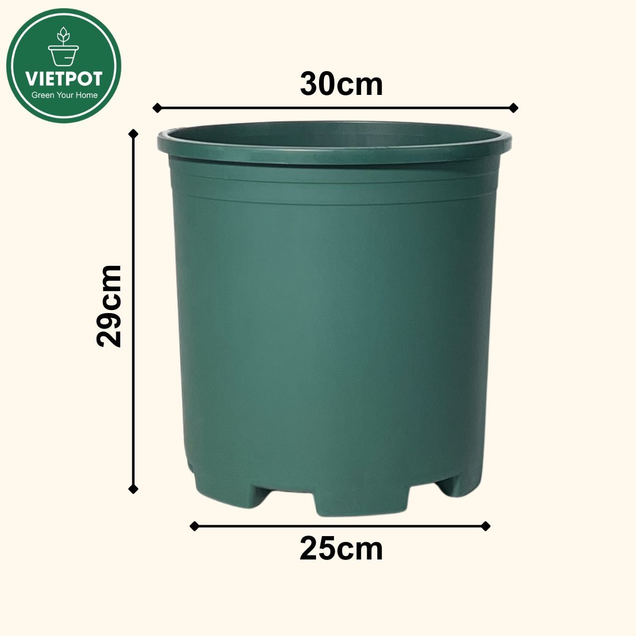  Chậu nhựa trồng cây VIETPOT, màu xanh trơn, trồng hoa kiểng, hoa hồng, để bàn, ban công, sân vườn 