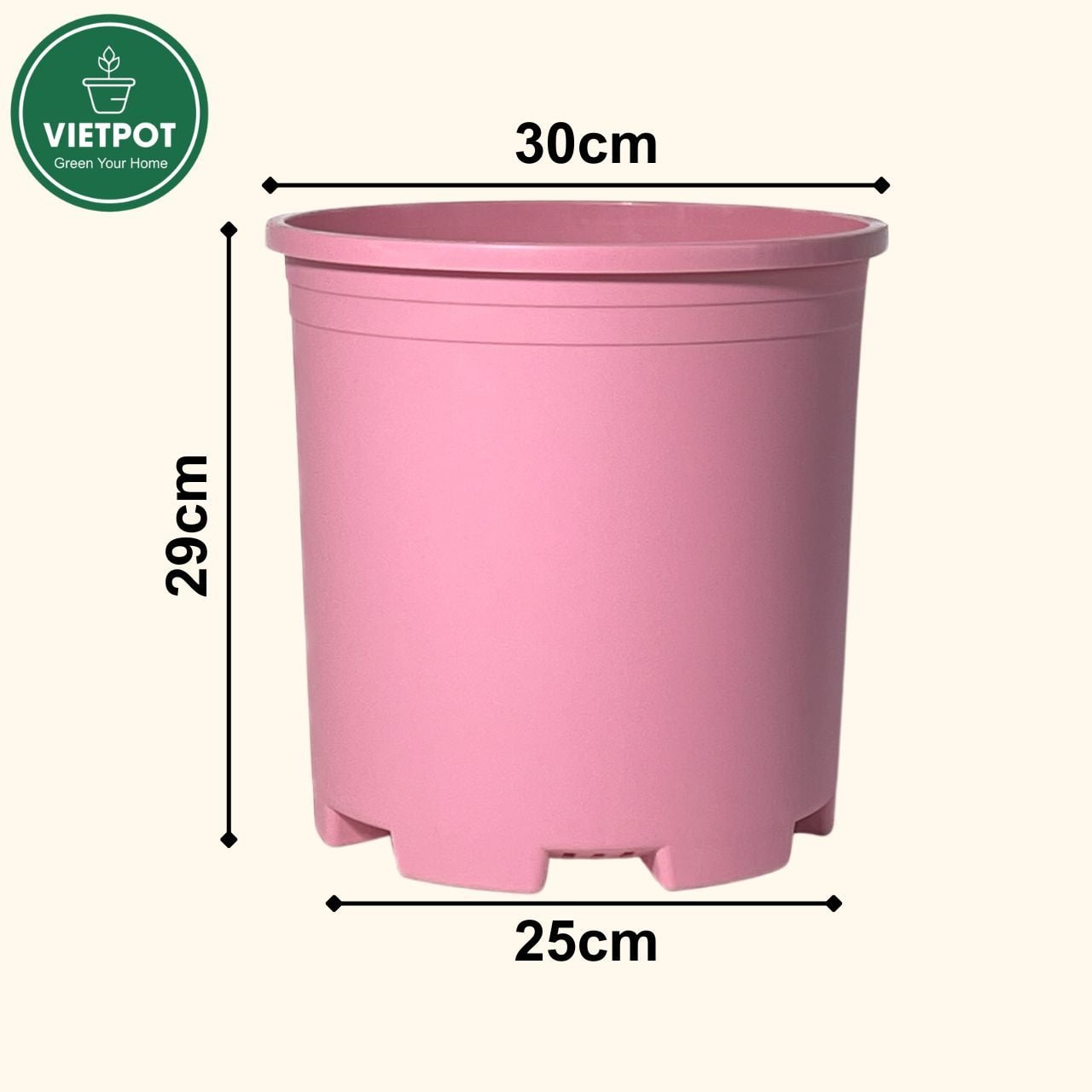  Chậu nhựa trồng cây VIETPOT, màu hồng trơn, trồng kiểng lá, hoa hồng, trang trí ban công, sân vườn. 