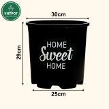  Chậu nhựa trồng cây VIETPOT, màu đen, hoa văn Sweet Home, trồng hoa kiểng lá, để nhà, sân vườn. 