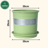  Chậu Nhựa Trồng Cây VIETPOT, xanh Mint MONTARIO, kiểng lá, hoa hồng, để bàn,ban công,sân vườn 