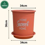  Chậu nhựa trồng cây VIETPOT, size lớn 34x36cm, 6.6gal, Sweet home, trồng hoa kiểng để sân vườn nhà. 