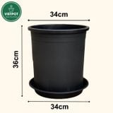  Chậu Nhựa Trồng Cây VIETPOT, size lớn 34x36cm, 6,6gallon, trơn, trang trí bàn, sân vườn, ban công. 
