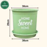  Chậu nhựa trồng cây VIETPOT, màu xanh Mint, hoa văn Sweet Home, trồng hoa kiểng lá, để nhà sân vườn. 