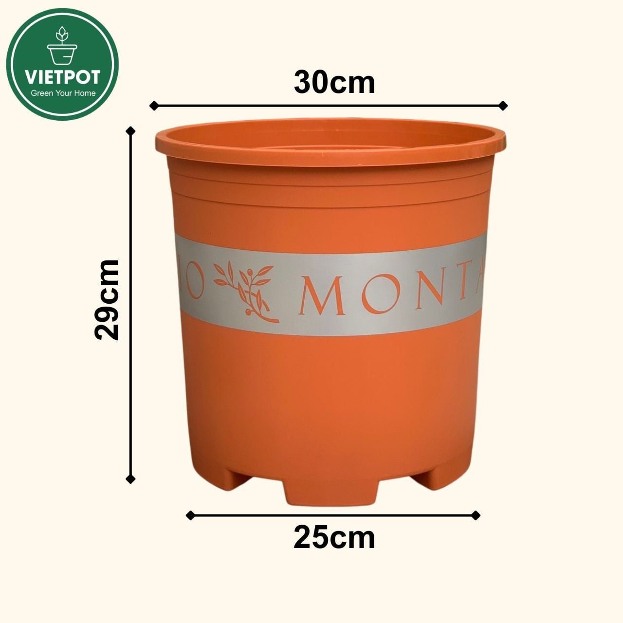  Chậu nhựa trồng cây VIETPOT, màu cam đất MONTARIO, trồng hoa kiểng, hoa hồng, ban công, vườn 