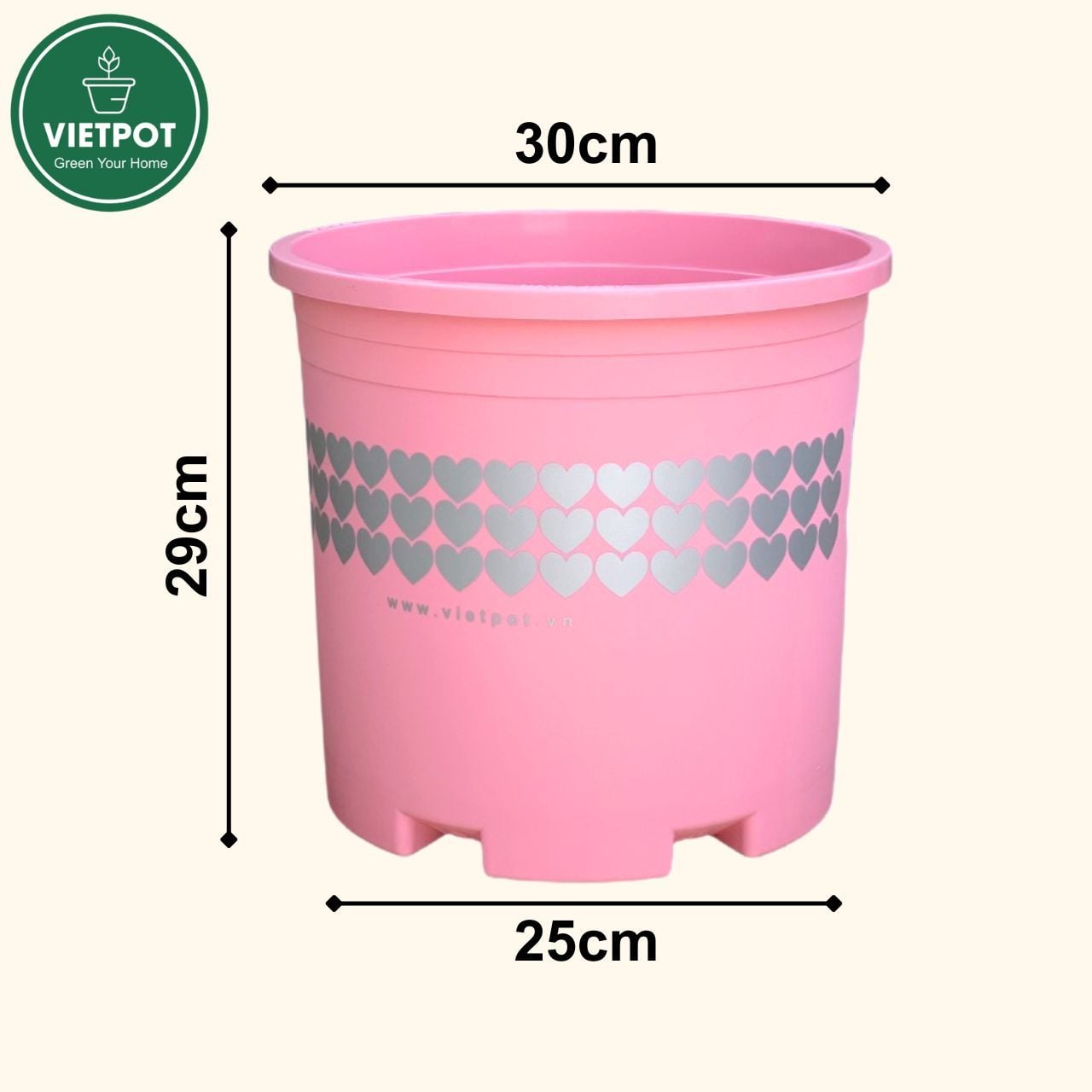  Chậu nhựa trồng cây VIETPOT, màu hồng tim, trồng kiểng lá, hoa hồng, trang trí ban công, sân vườn. 
