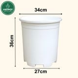  Chậu Nhựa Trồng Cây VIETPOT, size lớn 34x36cm, 6,6gallon, trơn, trang trí bàn, sân vườn, ban công. 