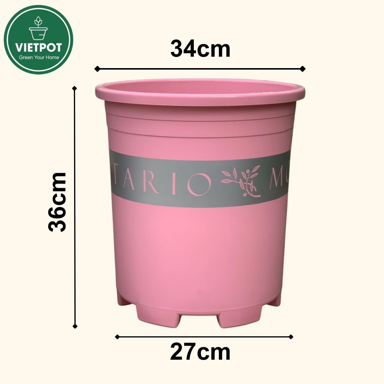  Chậu Nhựa Trồng Cây VIETPOT, size lớn 34x36cm MONTARIO, 6,6gallon, trang trí bàn, sân vườn, ban công 
