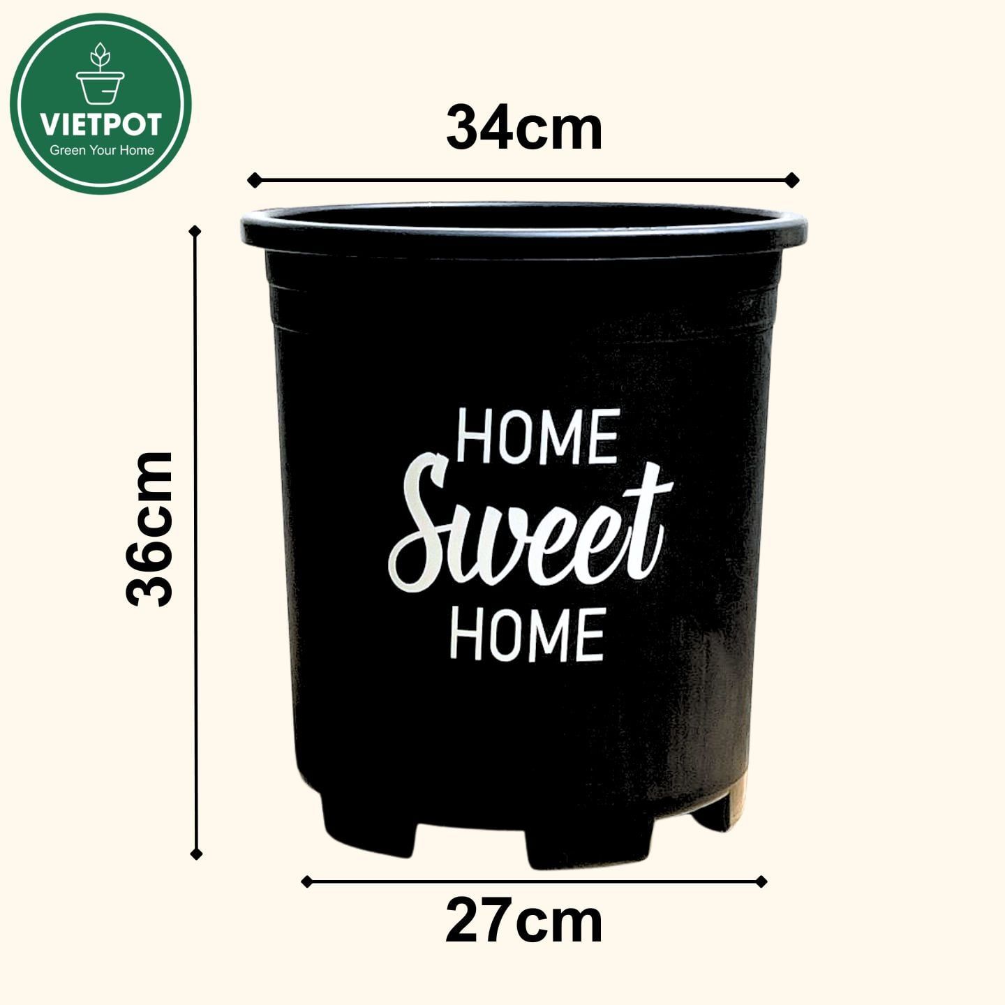  Chậu nhựa trồng cây VIETPOT, size lớn 34x36cm, 6.6gal, Sweet home, trồng hoa kiểng để sân vườn nhà. 