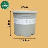  Chậu nhựa trồng cây VIETPOT, màu xám Montario, trồng hoa kiểng, trang trí ban công, sân vườn. 