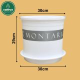  Chậu Nhựa Trồng Cây VIETPOT, màu trắng MONTARIO, kiểng lá, hoa hồng, để bàn, ban công,sân vườn 