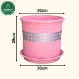  Chậu nhựa trồng cây VIETPOT, màu hồng tim, trồng kiểng lá, hoa hồng, trang trí ban công, sân vườn. 