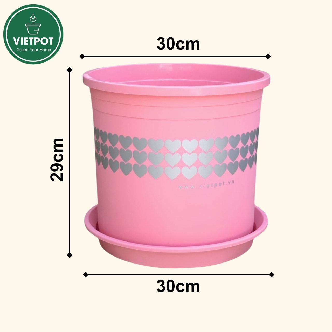  Chậu nhựa trồng cây VIETPOT, màu hồng tim, trồng kiểng lá, hoa hồng, trang trí ban công, sân vườn. 