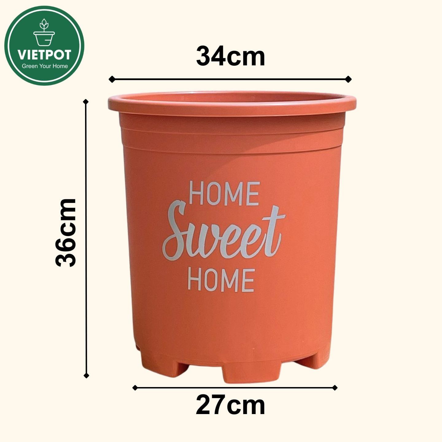  Chậu nhựa trồng cây VIETPOT, size lớn 34x36cm, 6.6gal, Sweet home, trồng hoa kiểng để sân vườn nhà. 