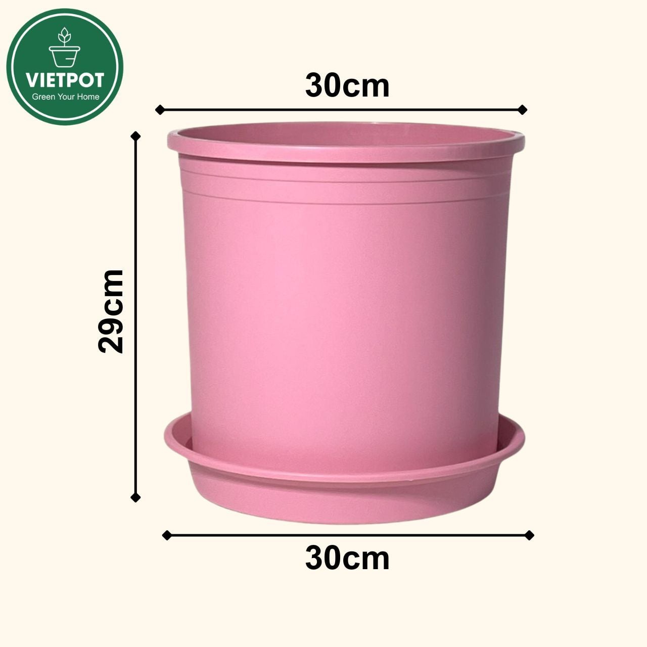  Chậu nhựa trồng cây VIETPOT, màu hồng trơn, trồng kiểng lá, hoa hồng, trang trí ban công, sân vườn. 