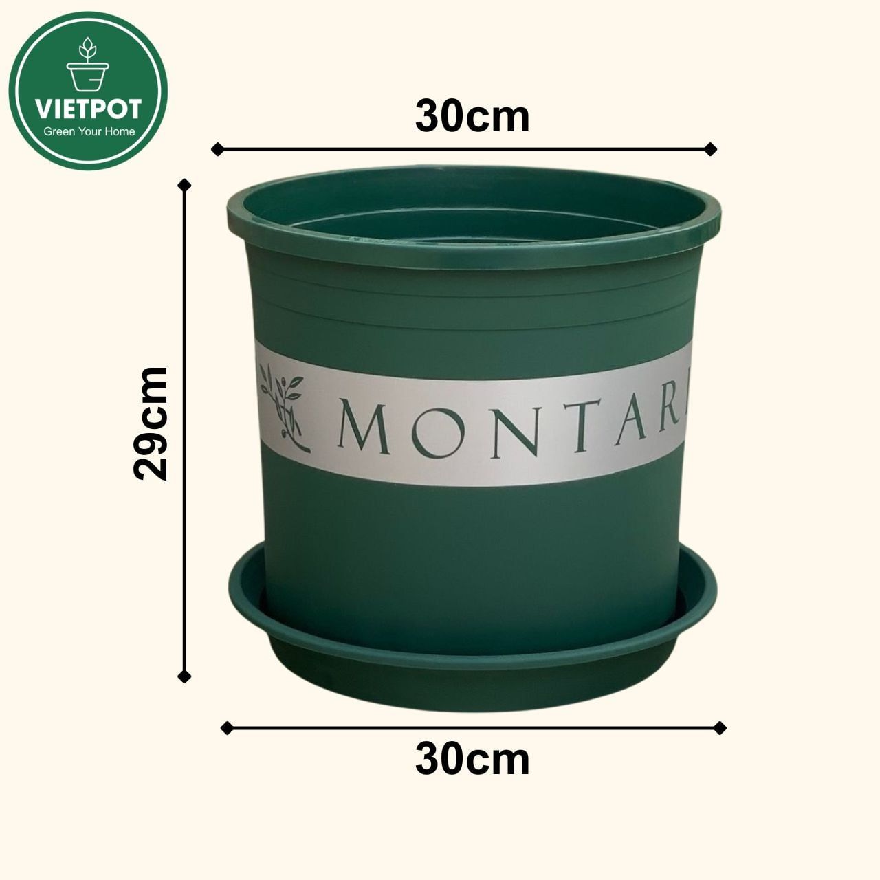  Chậu nhựa trồng cây VIETPOT, màu xanh MONTARIO, để ban công, sân vườn, trồng các loại cây hoa. 