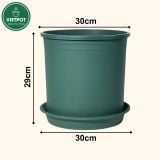  Chậu nhựa trồng cây VIETPOT, màu xanh trơn, trồng hoa kiểng, hoa hồng, để bàn, ban công, sân vườn 