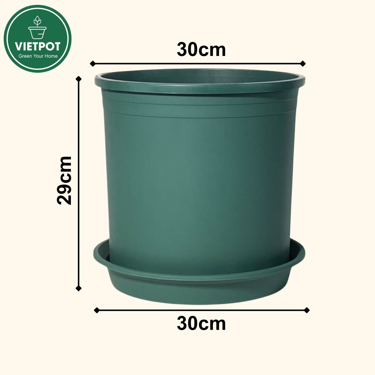  Chậu nhựa trồng cây VIETPOT, màu xanh trơn, trồng hoa kiểng, hoa hồng, để bàn, ban công, sân vườn 