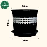  Chậu nhựa trồng cây VIETPOT, màu Đen Tim, trồng hoa kiểng, trang trí ban công, sân vườn, sân thượng 