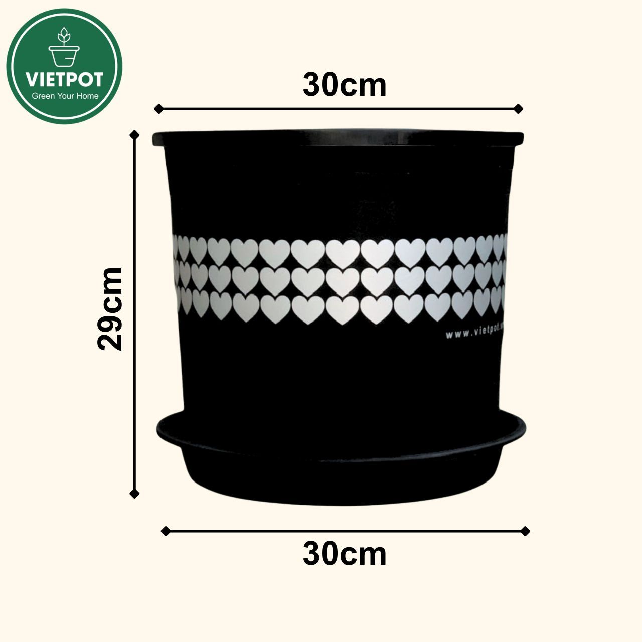  Chậu nhựa trồng cây VIETPOT, màu Đen Tim, trồng hoa kiểng, trang trí ban công, sân vườn, sân thượng 