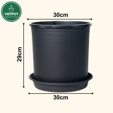  Chậu nhựa trồng cây VIETPOT, màu đen trơn, trồng hoa kiểng, trang trí ban công, sân vườn, sân thượng 
