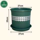  Chậu nhựa trồng cây VIETPOT, màu xanh tim, trồng kiểng lá, hoa hồng, trang trí ban công, sân vườn. 