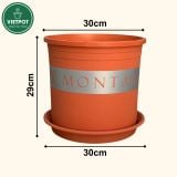  Chậu nhựa trồng cây VIETPOT, màu cam đất MONTARIO, trồng hoa kiểng, hoa hồng, ban công, vườn 