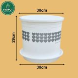  Chậu nhựa trồng cây VIETPOT, màu Trắng Tim, trồng kiểng lá, hoa hồng, trang trí ban công, sân vườn. 