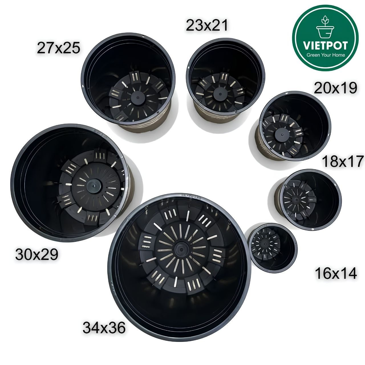  Chậu nhựa trồng cây VIETPOT, màu Đen Tim, trồng hoa kiểng, trang trí ban công, sân vườn, sân thượng 